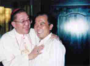 Ambassador Cabangon Chua with Cardinal Sin